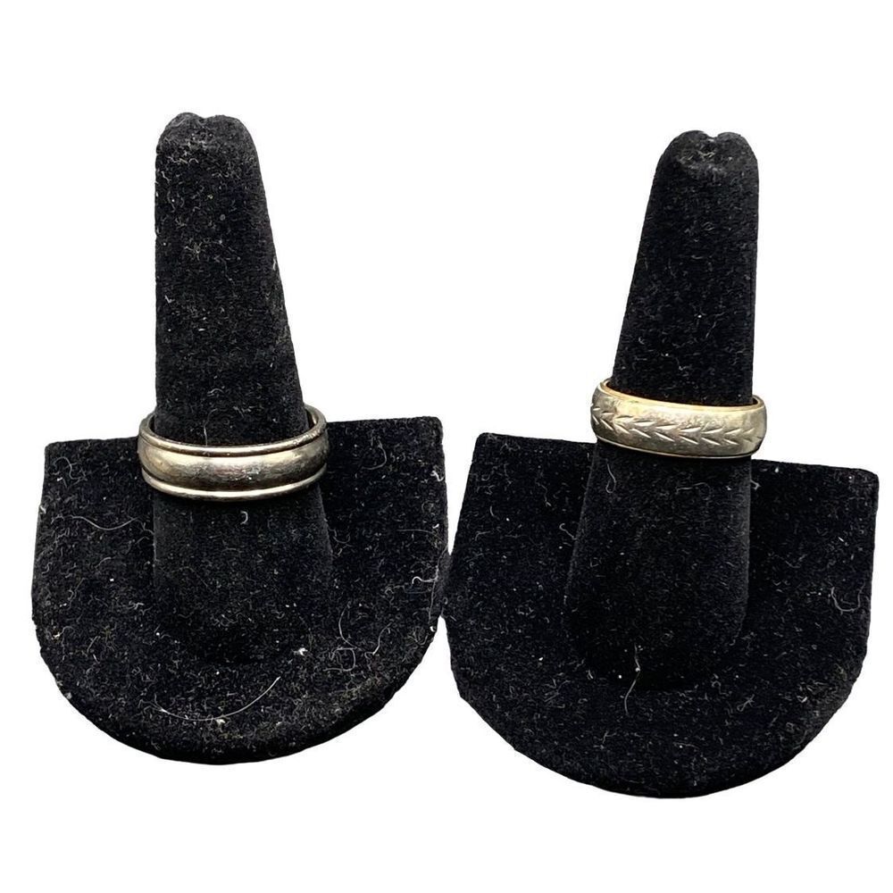Set of two mens rings one sterling silver 925with wheat pattern one titanium mar